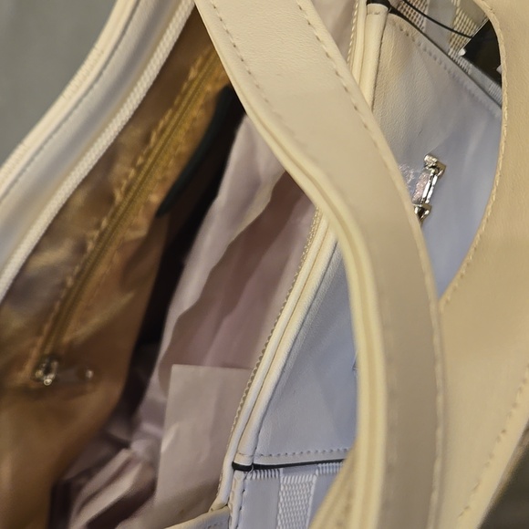 2 Piece Tahari White Checkered Tote Bag With Purse Bag NWT - Picture 7 of 11